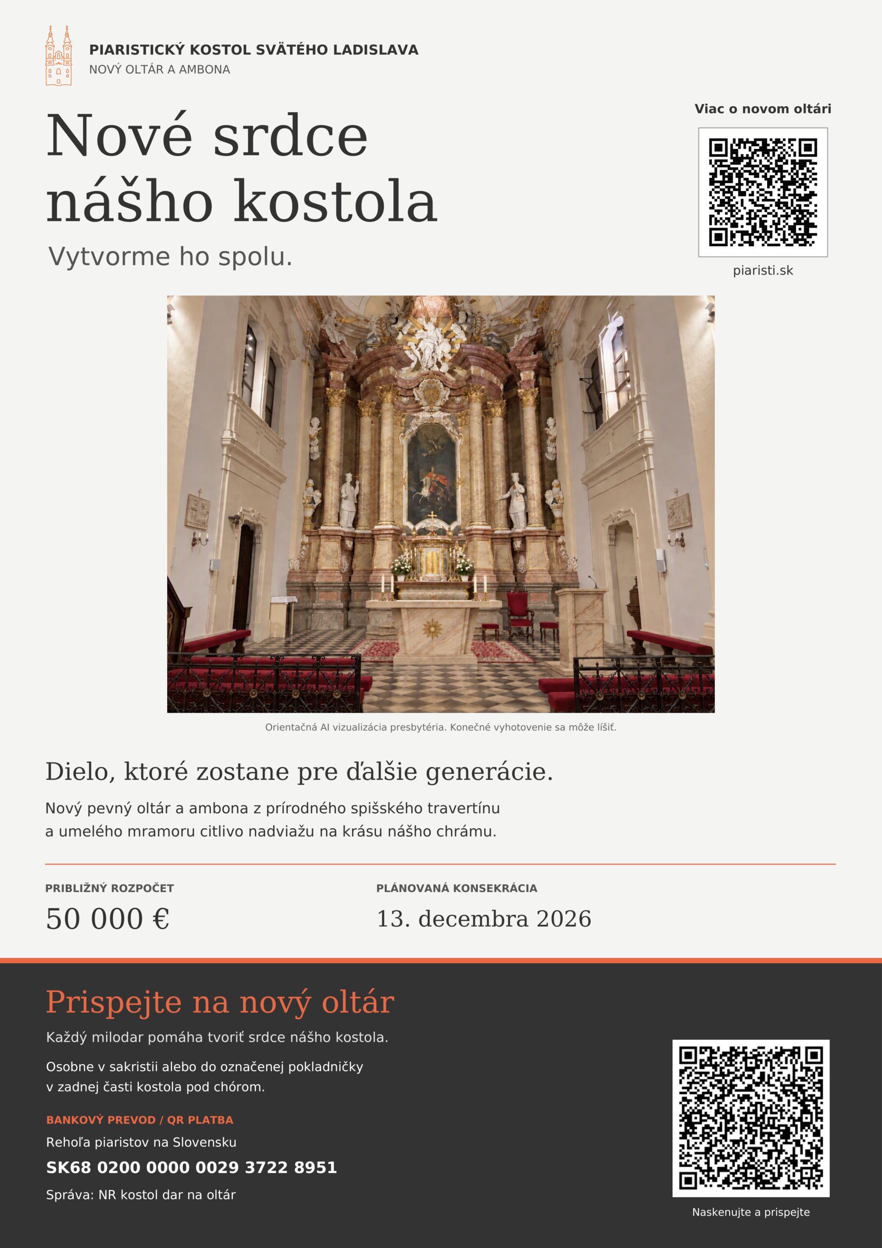 Nový oltár v Piaristickom kostole v Nitre